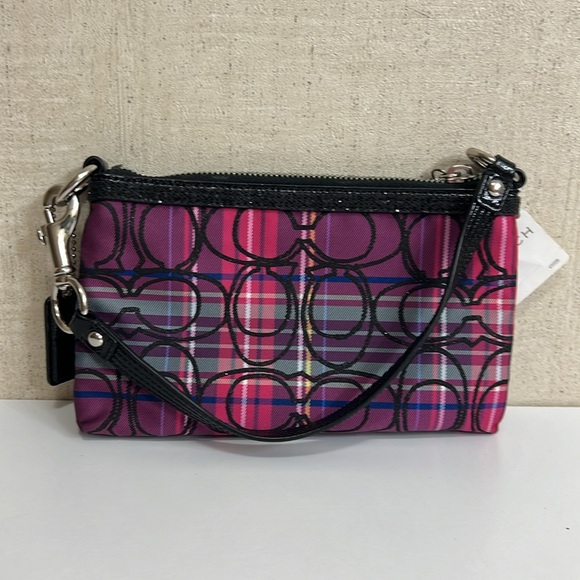 NWT COACH POPPY TARTAN WRISTLET/SMALL PURSE CLUTCH - Picture 6 of 9